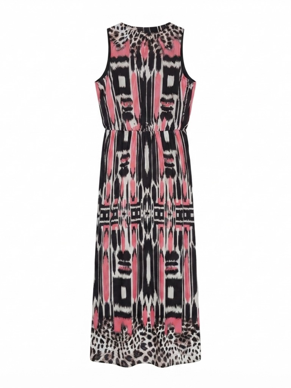 db established 1962 Dress Maxi Halter Ikat Leopard Print Pink Size 14